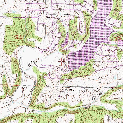Topographic Map of Number 165 Dam, MO