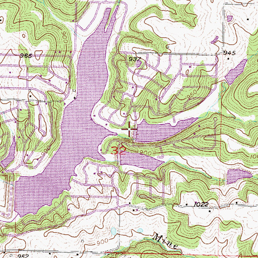 Topographic Map of Lake Arrowhead Dam, MO