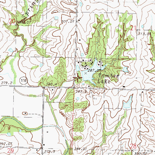 Topographic Map of Timber Lake Dam, MO