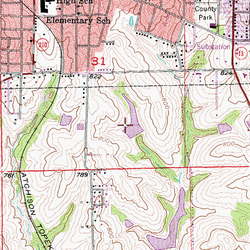 Topographic Map of Richmond Schools Dam, MO