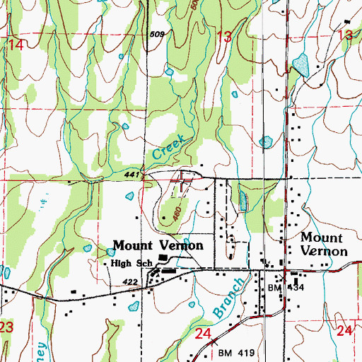 Topographic Map of Mount Vernon Cemetery, AR