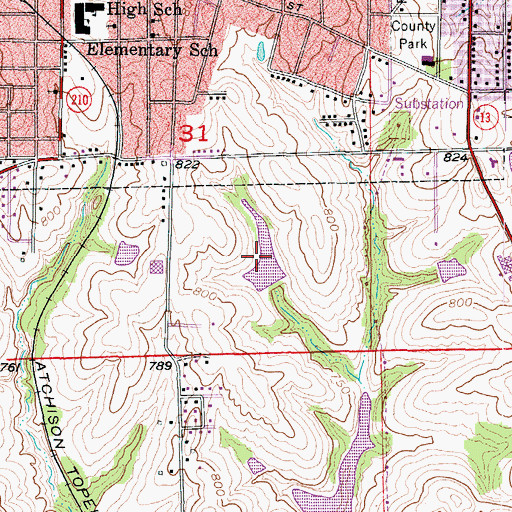 Topographic Map of Mononame 171 Reservoir, MO