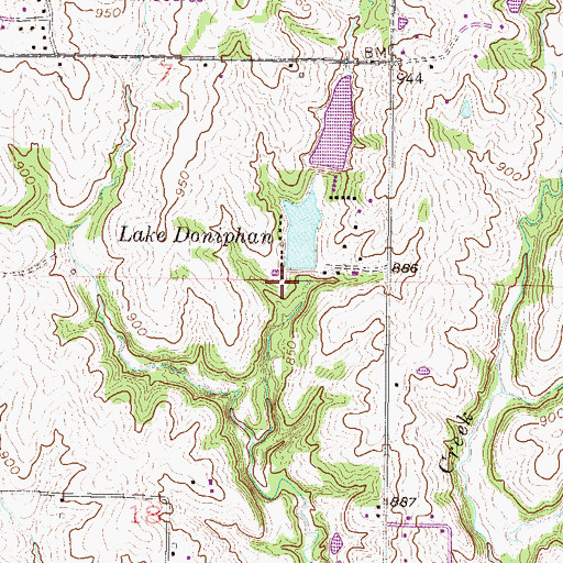 Topographic Map of Lake Doniphan Dam-Lower Dam, MO