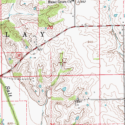 Topographic Map of Taylor Dam, MO