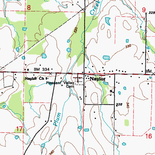 Topographic Map of Naylor Methodist Church, AR