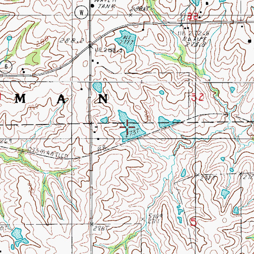 Topographic Map of Strong and Stewart Lake, MO