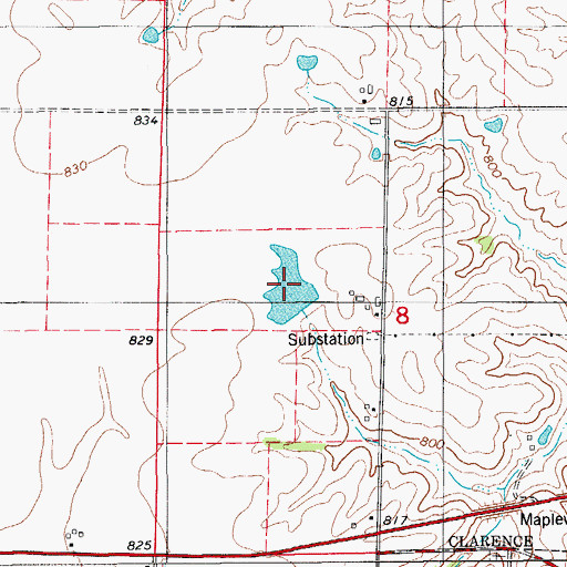 Topographic Map of Wood Lake, MO