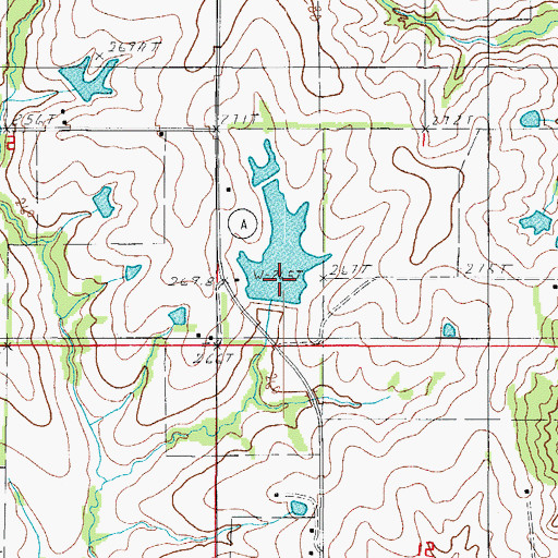 Topographic Map of Hein Lake Dam, MO