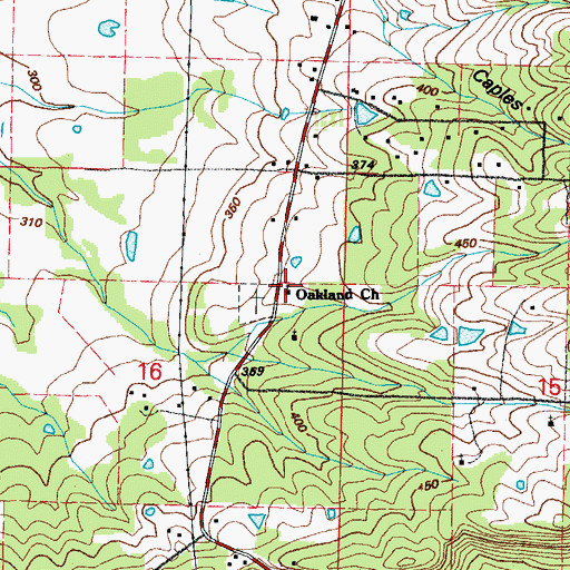 Topographic Map of Oakland School (historical), AR