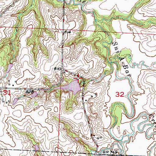Topographic Map of Bullard Lake Dam, MO