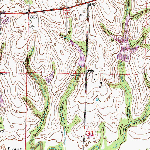 Topographic Map of Tabo Creek Watershed Structure E-28 Dam, MO