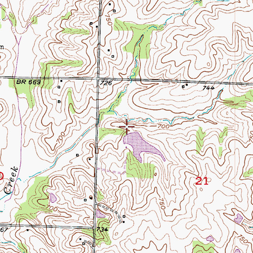 Topographic Map of Agee Lake Dam, MO