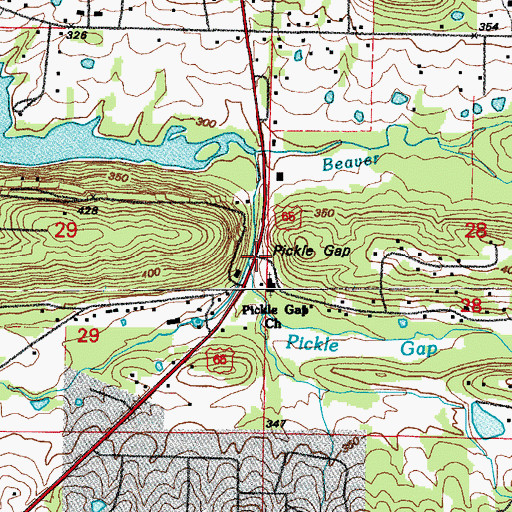 Topographic Map of Pickles Gap (historical), AR