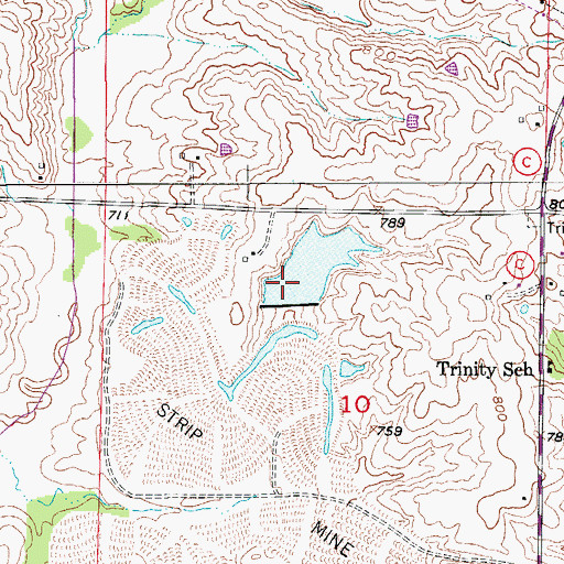 Topographic Map of Millers Lake, MO