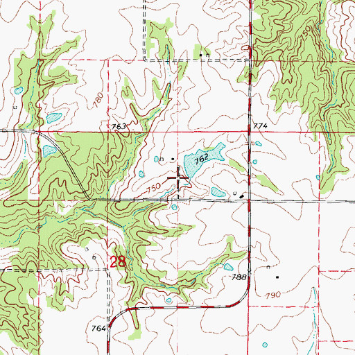 Topographic Map of Bachman Lake Dam, MO