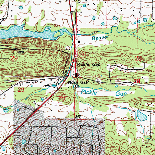 Topographic Map of Pickles Gap School (historical), AR