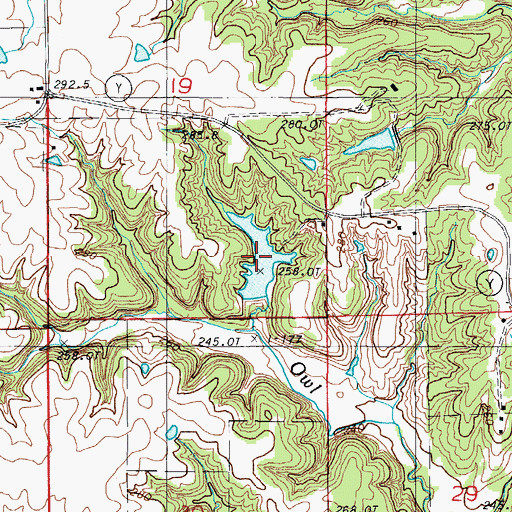 Topographic Map of Rinehart Lake, MO