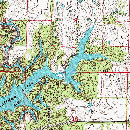 Topographic Map of Holiday Acres Lake Upstream Dam, MO
