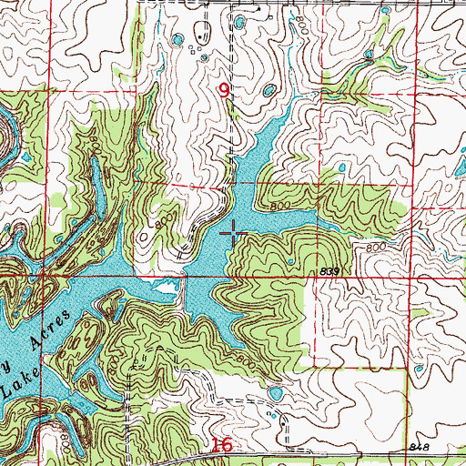 Topographic Map of Holiday Acres Lake - Upstream, MO