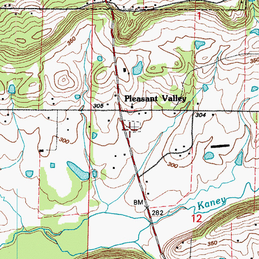 Topographic Map of Pleasant Valley Cemetery, AR