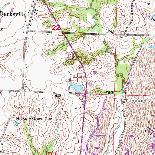 Topographic Map of Stuck Lake Dam, MO