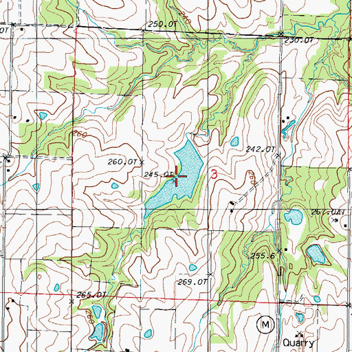 Topographic Map of Breckenridge Reservoir, MO