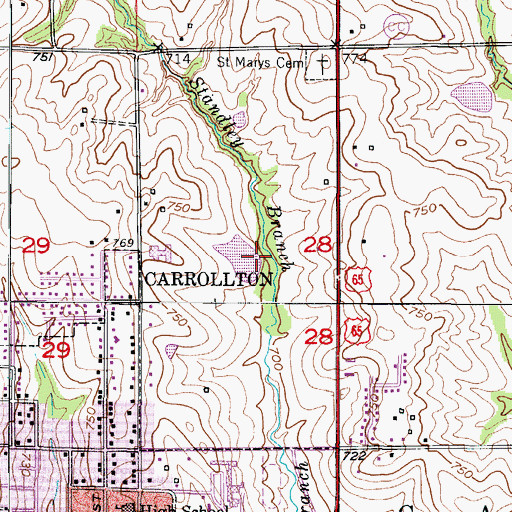 Topographic Map of Johnson Lake Dam, MO