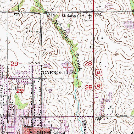 Topographic Map of Johnson Lake, MO