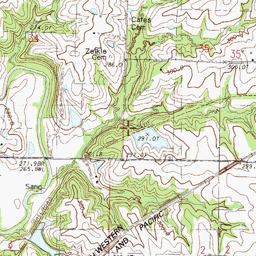 Topographic Map of Pallas Lake Dam, MO