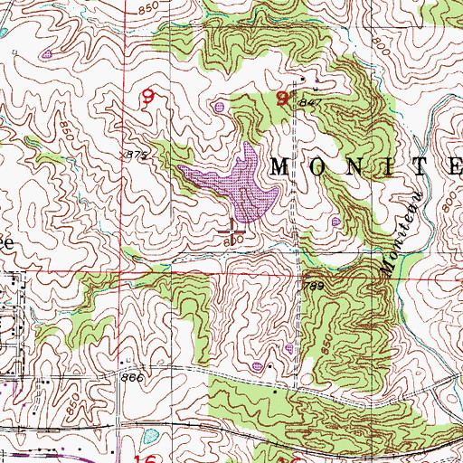 Topographic Map of City of Higbee Dam, MO