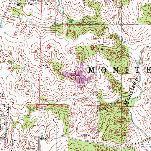 Topographic Map of City of Higbee Reservoir, MO