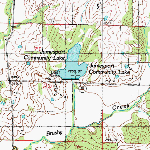 Topographic Map of Jamesport Lake Dam, MO