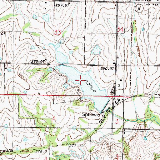 Topographic Map of Maysville Reservoir, MO