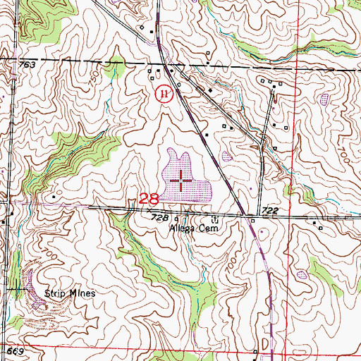 Topographic Map of Moore Lake, MO