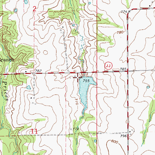 Topographic Map of Domermuth Lake Dam, MO