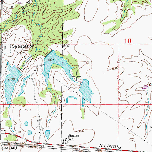 Topographic Map of Locke Lake East Dam, MO