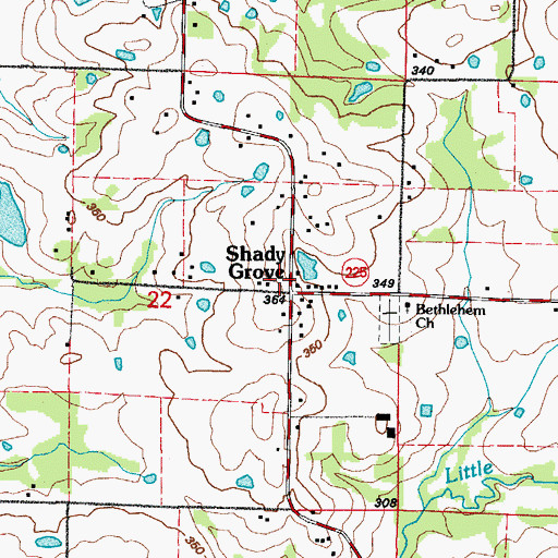 Topographic Map of Shady Grove School (historical), AR