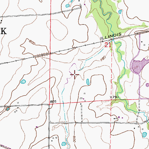 Topographic Map of Diane Lake Dam, MO