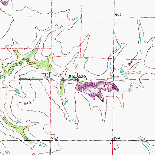 Topographic Map of Rogers Lake Dam, MO