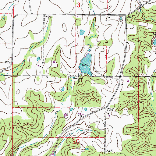 Topographic Map of Polizzi Lake Dam, MO