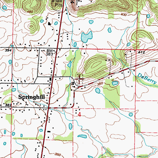 Topographic Map of Springhill Cemetery, AR