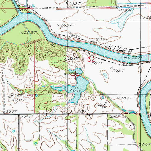 Topographic Map of Shields Lake Dam, MO