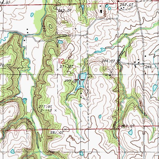 Topographic Map of Trager Lake, MO