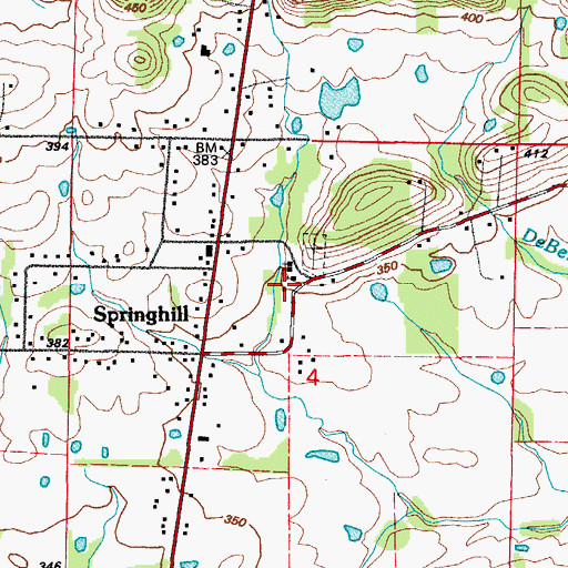 Topographic Map of Springhill School (historical), AR