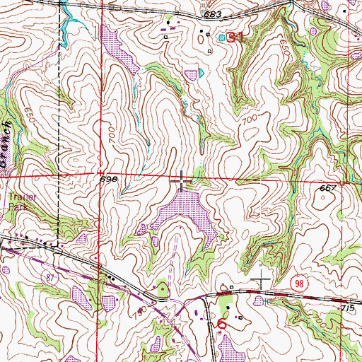 Topographic Map of Rolfling Lake Section 6 Dam, MO
