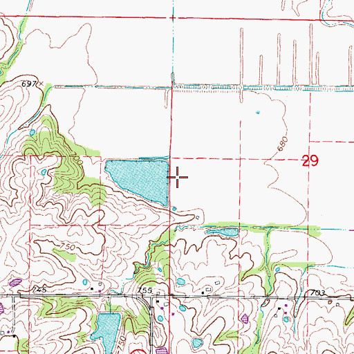 Topographic Map of Miller and Sons Lake Dam, MO