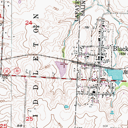 Topographic Map of Stoll Lake Dam, MO