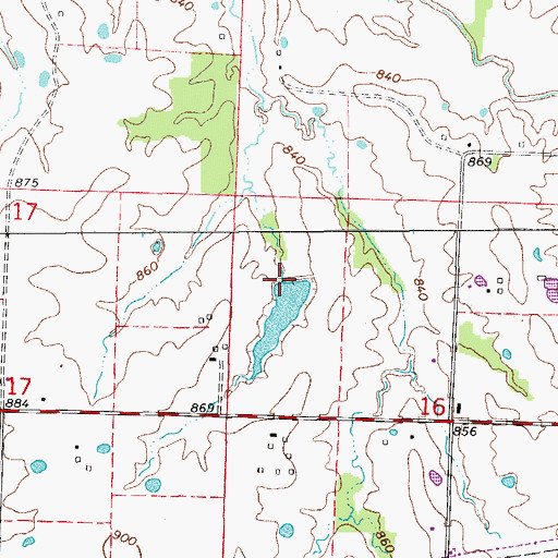 Topographic Map of McKenzie Lake Dam, MO