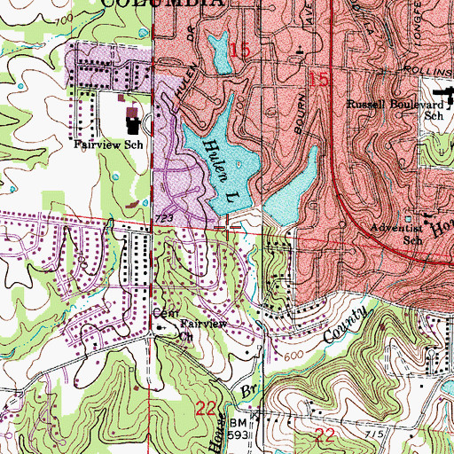 Topographic Map of Hulen Lake West Dam, MO