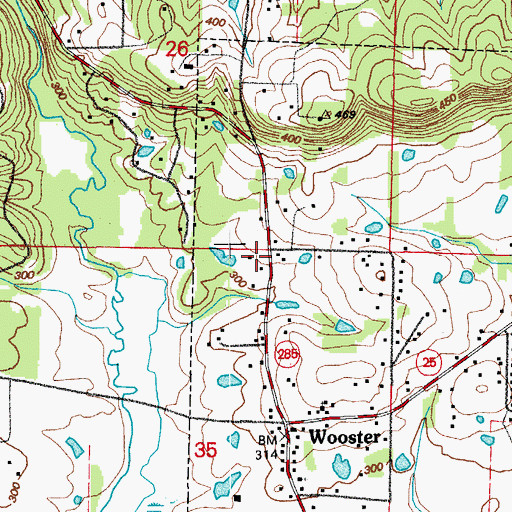 Topographic Map of Wooster School (historical), AR